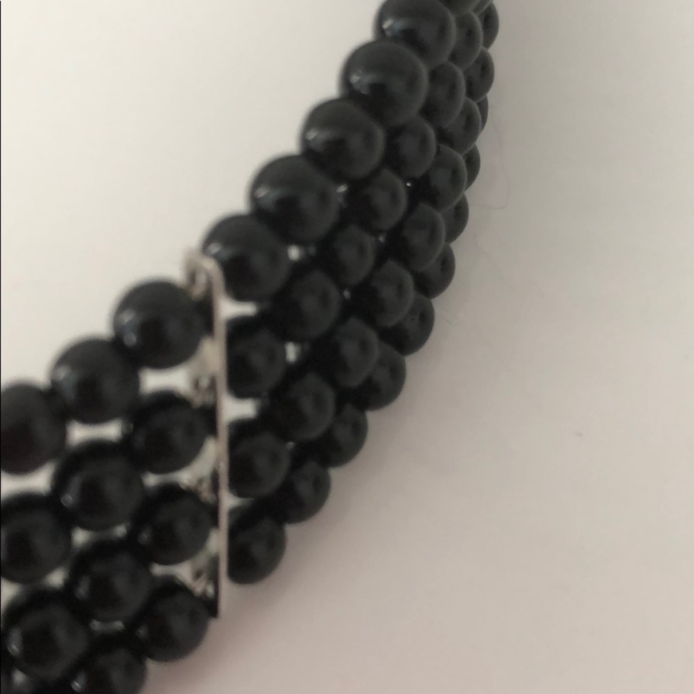 CHOKER BLACK BEADED WITH SILVER TONE BARS NWOT - Picture 7 of 7